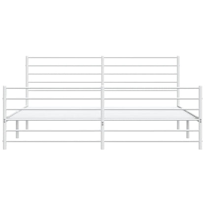 Metal Bed Frame without Mattress with Footboard White 180x200cm