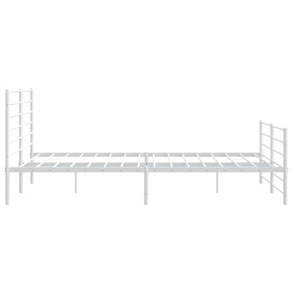 Metal Bed Frame without Mattress with Footboard White 180x200cm