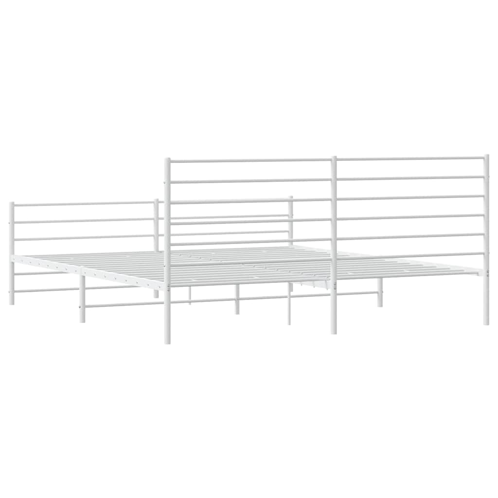Metal Bed Frame without Mattress with Footboard White 180x200cm