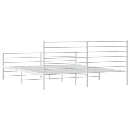 Metal Bed Frame without Mattress with Footboard White 180x200cm