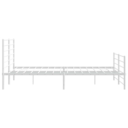 Metal Bed Frame without Mattress with Footboard White 183x213cm