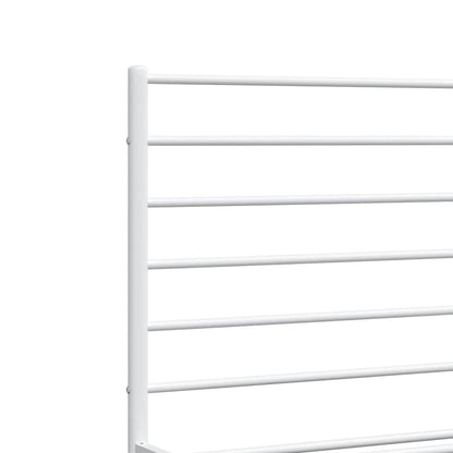 Metal Bed Frame without Mattress with Footboard White 183x213cm