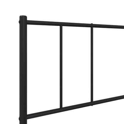 Metal Bed Frame without Mattress with Headboard Black 90x190cm