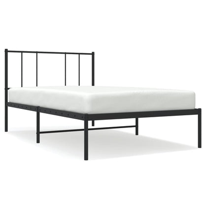 Metal Bed Frame without Mattress with Headboard Black 90x200cm