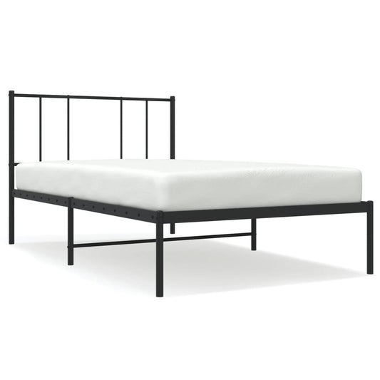 Metal Bed Frame without Mattress with Headboard Black 90x200cm