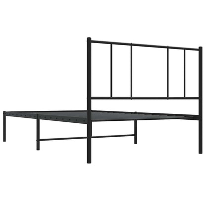Metal Bed Frame without Mattress with Headboard Black 100x190cm