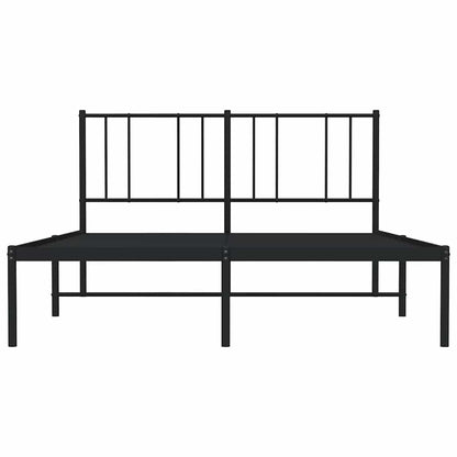 Metal Bed Frame without Mattress with Headboard Black 120x200cm