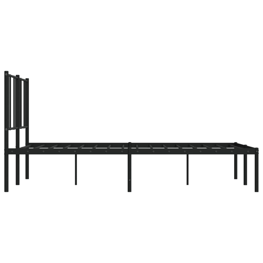 Metal Bed Frame without Mattress with Headboard Black 140x190cm