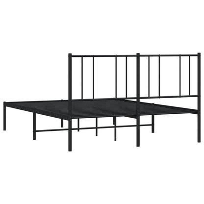 Metal Bed Frame without Mattress with Headboard Black 140x190cm