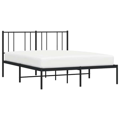 Metal Bed Frame without Mattress with Headboard Black 150x200cm