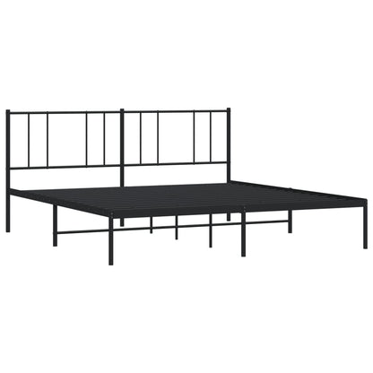 Metal Bed Frame without Mattress with Headboard Black 180x200cm