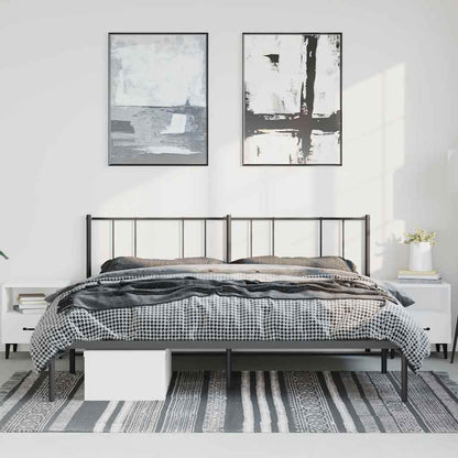 Metal Bed Frame without Mattress with Headboard Black 183x213cm