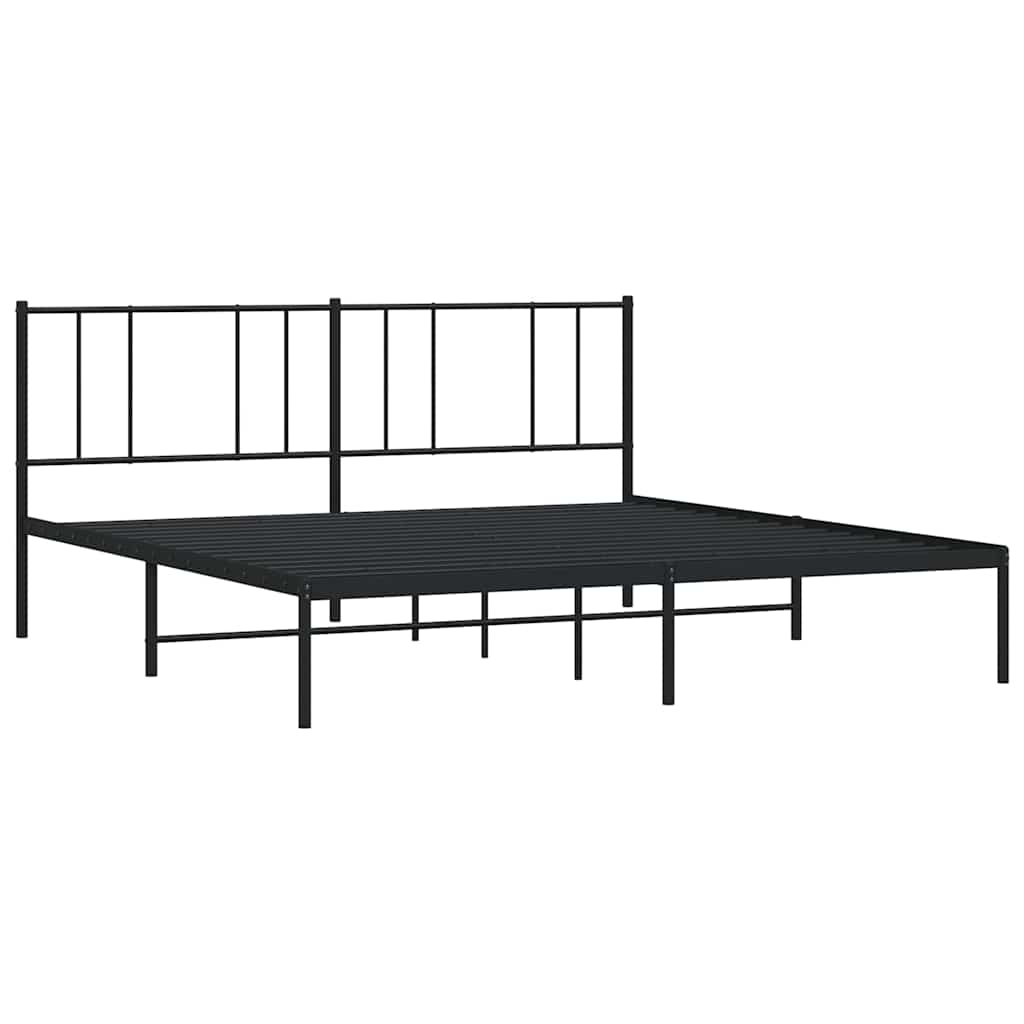 Metal Bed Frame without Mattress with Headboard Black 183x213cm