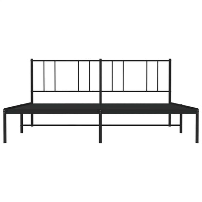 Metal Bed Frame without Mattress with Headboard Black 183x213cm