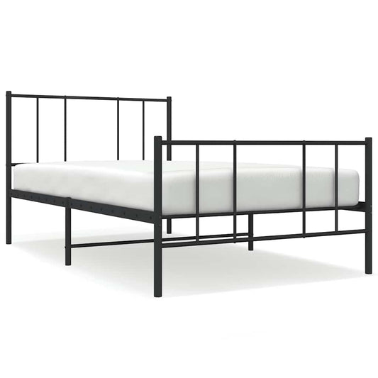 Metal Bed Frame without Mattress with Footboard Black 75x190cm