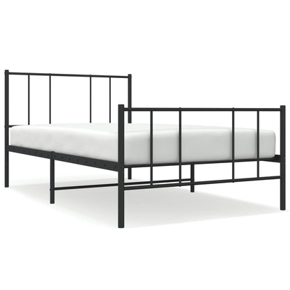 Metal Bed Frame without Mattress with Footboard Black 90x190cm