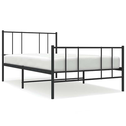Metal Bed Frame without Mattress with Footboard Black 100x190cm