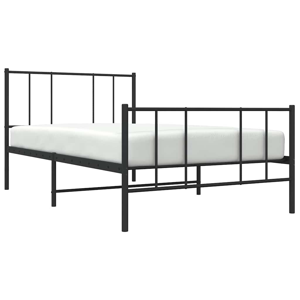 Metal Bed Frame without Mattress with Footboard Black 100x190cm