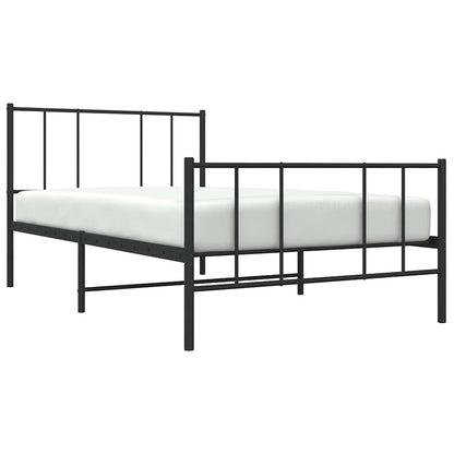 Metal Bed Frame without Mattress with Footboard Black 100x190cm