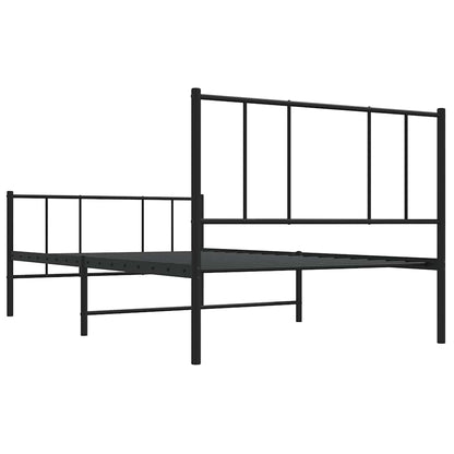 Metal Bed Frame without Mattress with Footboard Black 100x190cm