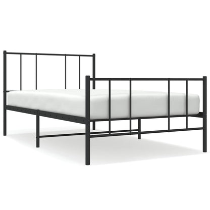 Metal Bed Frame without Mattress with Footboard Black 100x200cm