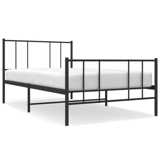 Metal Bed Frame without Mattress with Footboard Black 100x200cm