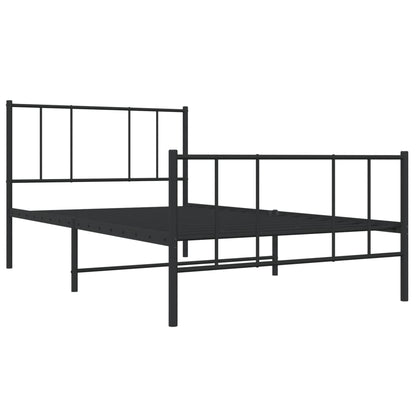 Metal Bed Frame without Mattress with Footboard Black 100x200cm