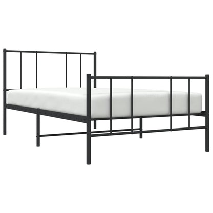 Metal Bed Frame without Mattress with Footboard Black 100x200cm