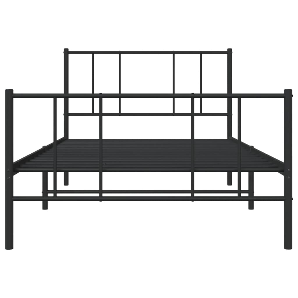Metal Bed Frame without Mattress with Footboard Black 100x200cm