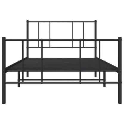 Metal Bed Frame without Mattress with Footboard Black 100x200cm