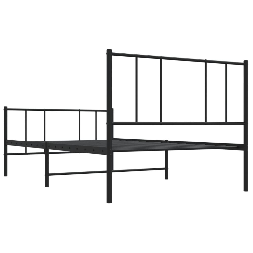 Metal Bed Frame without Mattress with Footboard Black 100x200cm