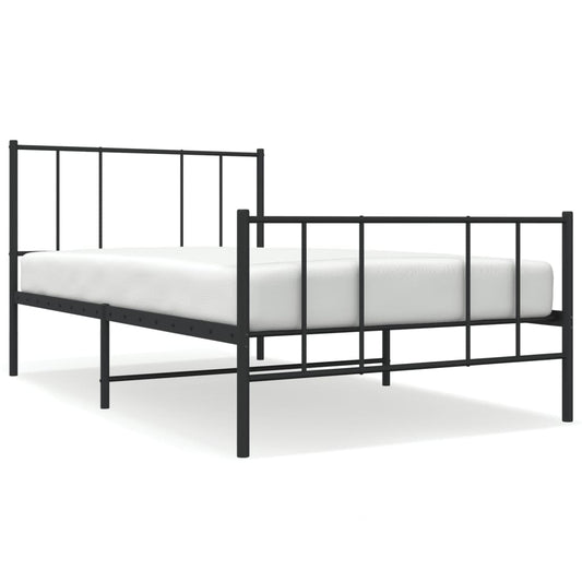 Metal Bed Frame without Mattress with Footboard Black 107x203cm