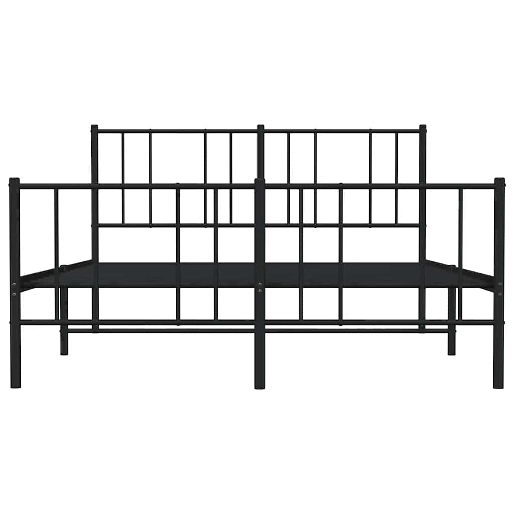 Metal Bed Frame without Mattress with Footboard Black 120x190cm