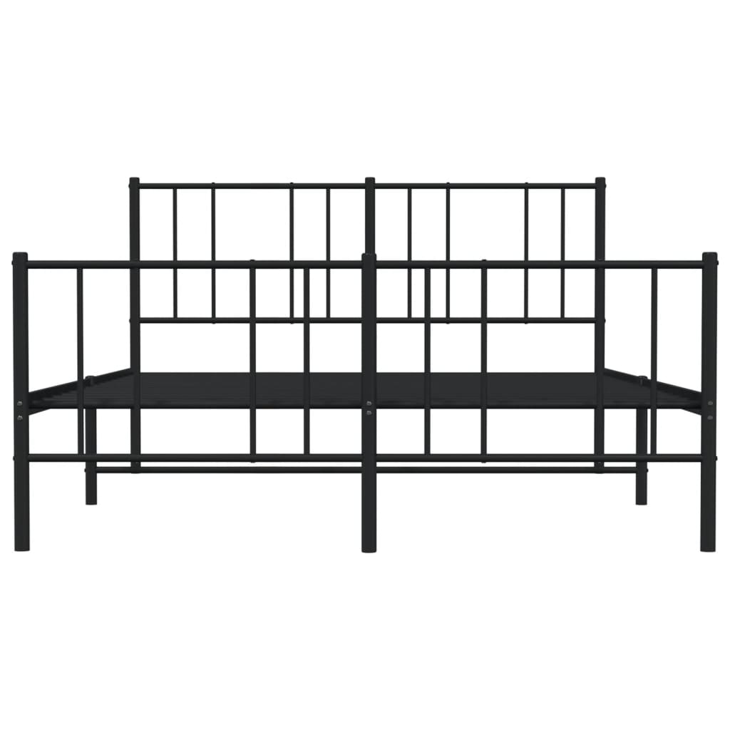 Metal Bed Frame without Mattress with Footboard Black 120x200cm