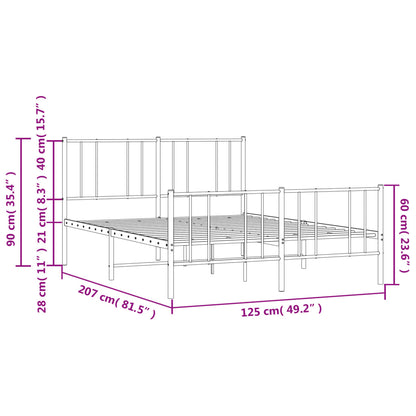 Metal Bed Frame without Mattress with Footboard Black 120x200cm