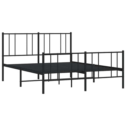 Metal Bed Frame without Mattress with Footboard Black 135x190cm