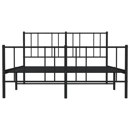 Metal Bed Frame without Mattress with Footboard Black 135x190cm