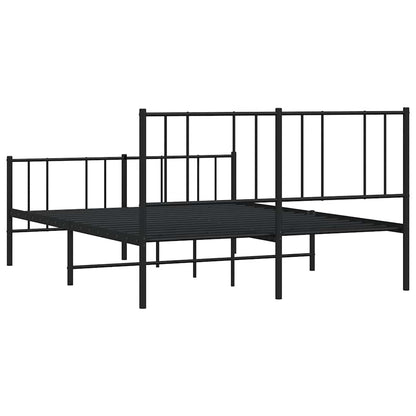 Metal Bed Frame without Mattress with Footboard Black 135x190cm