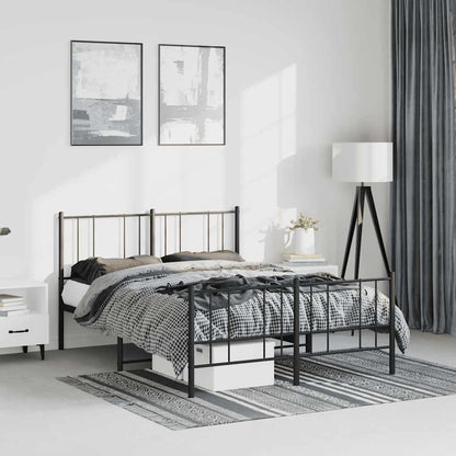 Metal Bed Frame without Mattress with Footboard Black 135x190cm