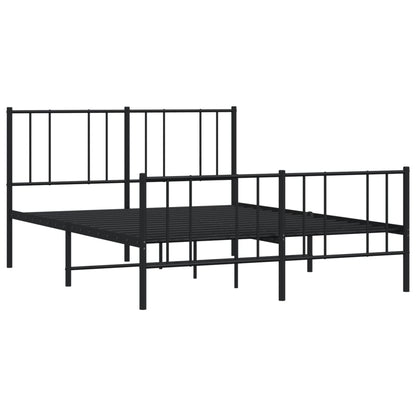 Metal Bed Frame without Mattress with Footboard Black 140x190cm