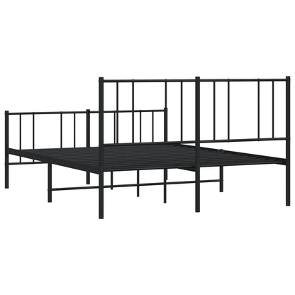 Metal Bed Frame without Mattress with Footboard Black 140x190cm