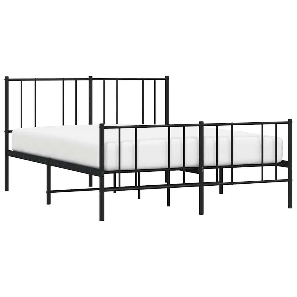 Metal Bed Frame without Mattress with Footboard Black 140x200cm