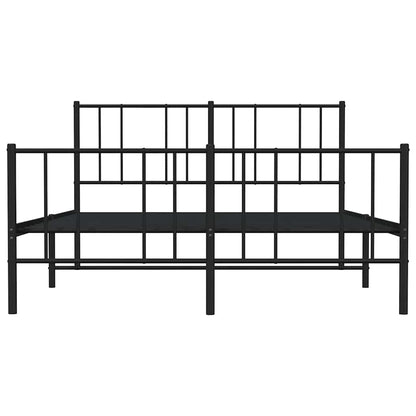 Metal Bed Frame without Mattress with Footboard Black 140x200cm