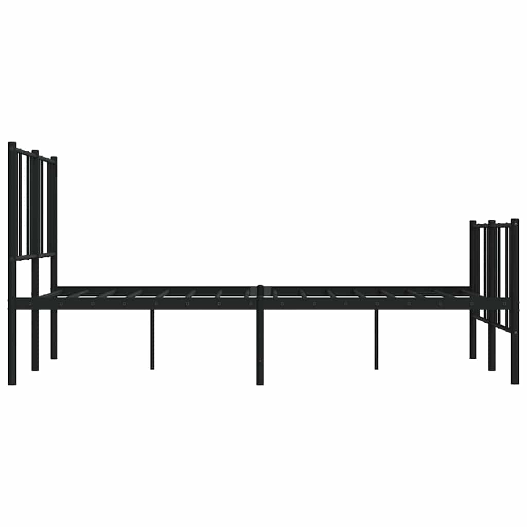 Metal Bed Frame without Mattress with Footboard Black 140x200cm