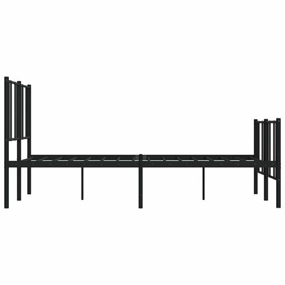 Metal Bed Frame without Mattress with Footboard Black 140x200cm