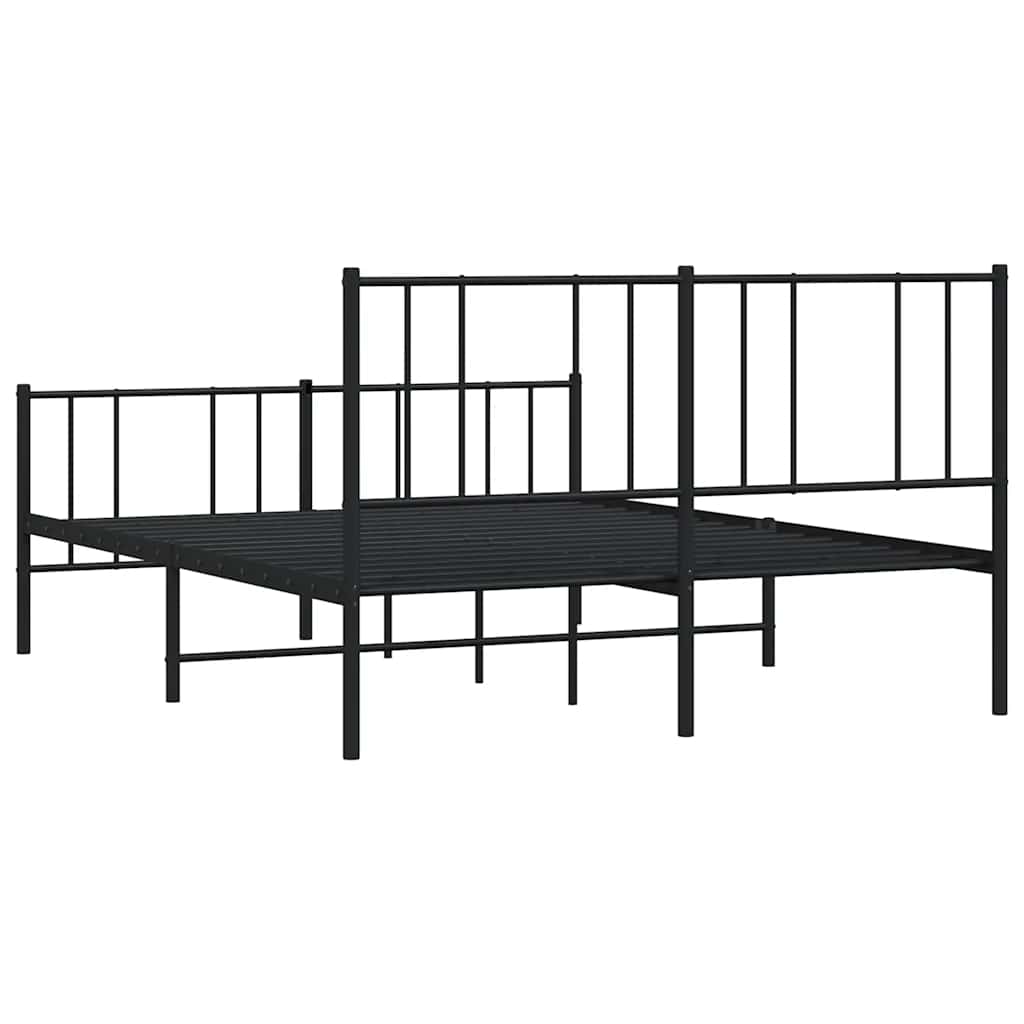 Metal Bed Frame without Mattress with Footboard Black 140x200cm