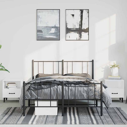 Metal Bed Frame without Mattress with Footboard Black 150x200cm