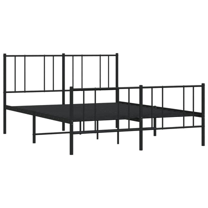 Metal Bed Frame without Mattress with Footboard Black 160x200cm