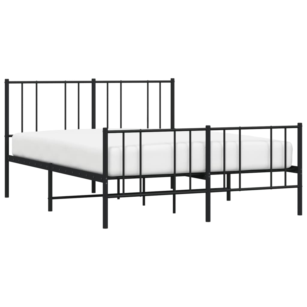 Metal Bed Frame without Mattress with Footboard Black 160x200cm
