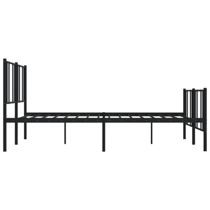 Metal Bed Frame without Mattress with Footboard Black 180x200cm